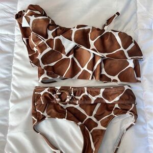 Janie and Jack Brown and White Kids Swim Bikini